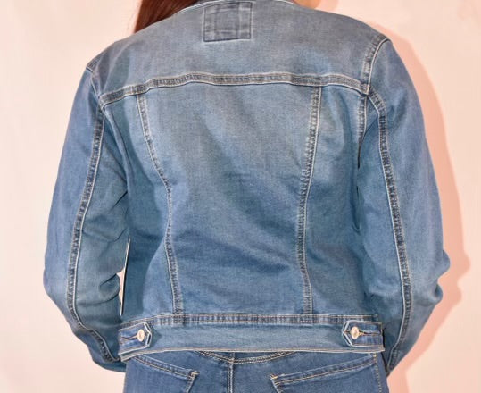 Bonnie stone-washed denim jacket.