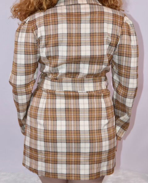 Milianie Casual Plaid Pattern Woven Blazer.