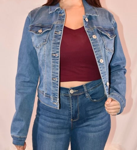Bonnie stone-washed denim jacket.