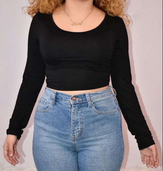 Lizbeth Self-Tie Long Sleeve Crop top.
