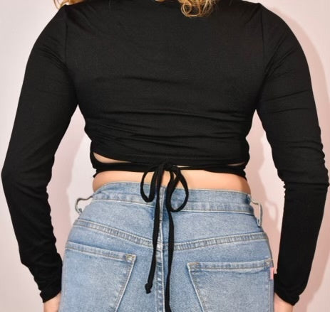 Lizbeth Self-Tie Long Sleeve Crop top.